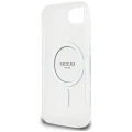 Etui Guess IML Glitter Circle MagSafe na iPhone 16e - przezroczyste