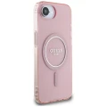Etui Guess IML Glitter Circle MagSafe na iPhone 16e - różowe