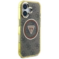 Etui Guess IML Metal Glitter 4G Circle Triangle MagSafe na iPhone 16 - brązowy