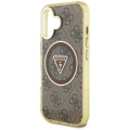 Etui Guess IML Metal Glitter 4G Circle Triangle MagSafe na iPhone 16 - brązowy