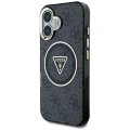 Etui Guess IML Metal Glitter 4G Circle Triangle MagSafe na iPhone 16 - czarne