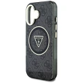 Etui Guess IML Metal Glitter 4G Circle Triangle MagSafe na iPhone 16 - czarne