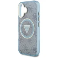 Etui Guess IML Metal Glitter 4G Circle Triangle MagSafe na iPhone 16 - niebieskie