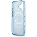 Etui Guess IML Metal Glitter 4G Circle Triangle MagSafe na iPhone 16 - niebieskie