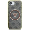 Etui Guess IML Metal Glitter 4G Circle Triangle MagSafe na iPhone 16e - brązowe