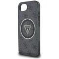 Etui Guess IML Metal Glitter 4G Circle Triangle MagSafe na iPhone 16e - czarne