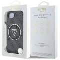 Etui Guess IML Metal Glitter 4G Circle Triangle MagSafe na iPhone 16e - czarne