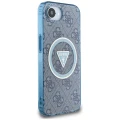 Etui Guess IML Metal Glitter 4G Circle Triangle MagSafe na iPhone 16e - niebieskie