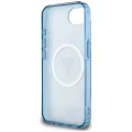 Etui Guess IML Metal Glitter 4G Circle Triangle MagSafe na iPhone 16e - niebieskie