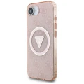 Etui Guess IML Metal Glitter 4G Circle Triangle MagSafe na iPhone 16e - różowe