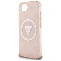 Etui Guess IML Metal Glitter 4G Circle Triangle MagSafe na iPhone 16e - różowe