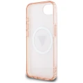 Etui Guess IML Metal Glitter 4G Circle Triangle MagSafe na iPhone 16e - różowe