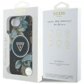 Etui Guess IML Metal Glitter Flowers Triangle MagSafe na iPhone 16e - czarne