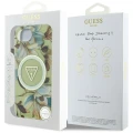 Etui Guess IML Metal Glitter Flowers Triangle MagSafe na iPhone 16e - zielone