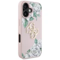 Etui Guess Grained Roses Big 4G logo na iPhone 16 - różowe