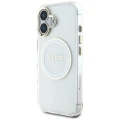 Etui Guess IML Metal Colored Circle Classic Logo MagSafe na iPhone 16 - białe
