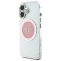Etui Guess IML Metal Colored Circle Classic Logo MagSafe na iPhone 16 - różowe