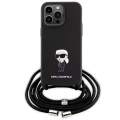 Etui Karl Lagerfeld Crossbody Saffiano Monogram Metal Pin Karl & Choupette na iPhone 15 Pro Max - czarne