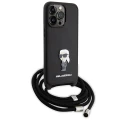 Etui Karl Lagerfeld Crossbody Saffiano Monogram Metal Pin Karl & Choupette na iPhone 15 Pro Max - czarne