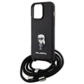 Etui Karl Lagerfeld Crossbody Saffiano Monogram Metal Pin Karl & Choupette na iPhone 15 Pro Max - czarne