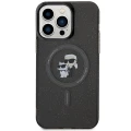 Etui Karl Lagerfeld Karl&Choupette Glitter MagSafe na iPhone 15 Pro Max - czarne