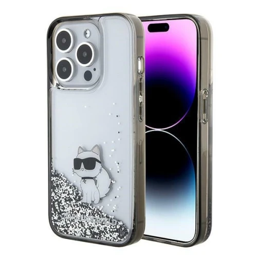 Etui Karl Lagerfeld Liquid Glitter Choupette do iPhone 15 Pro Max - przezroczyste
