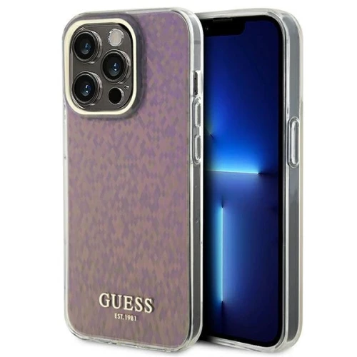 Etui Guess IML Faceted Mirror Disco Iridescent do iPhone 15 Pro Max - różowe