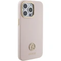 Etui Guess Silicone Logo Strass 4G na iPhone 15 Pro Max - różowe