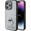 Etui Karl Lagerfeld Fixed Glitter Choupette Logo Metal Pin do iPhone 15 Pro Max - srebrne