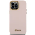 Etui Guess Silicone Script Metal Logo & Frame na iPhone 15 Pro Max - różowe