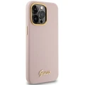 Etui Guess Silicone Script Metal Logo & Frame na iPhone 15 Pro Max - różowe