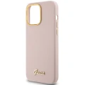 Etui Guess Silicone Script Metal Logo & Frame na iPhone 15 Pro Max - różowe