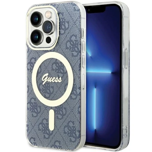 Etui Guess IML 4G MagSafe na iPhone 15 Pro Max - niebieskie