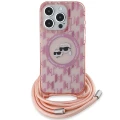 Etui Karl Lagerfeld IML Crossbody Monogram Karl & Choupette Head MagSafe na iPhone 15 Pro Max - różowe