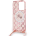 Etui Karl Lagerfeld IML Crossbody Monogram Karl & Choupette Head MagSafe na iPhone 15 Pro Max - różowe