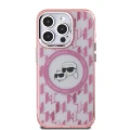 Etui Karl Lagerfeld IML Monogram Karl & Choupette Head MagSafe na iPhone 15 Pro Max - różowe