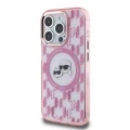 Etui Karl Lagerfeld IML Monogram Karl & Choupette Head MagSafe na iPhone 15 Pro Max - różowe