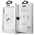 Etui Karl Lagerfeld IML Metal Karl&Choupette Head MagSafe na iPhone 15 Pro Max - białe