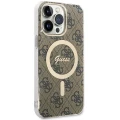 Etui Guess IML 4G MagSafe na iPhone 15 Pro Max - brązowe