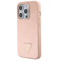 Etui Guess Croco Triangle Metal Logo na iPhone 15 Pro - różowe