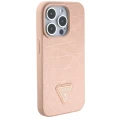 Etui Guess Croco Triangle Metal Logo na iPhone 15 Pro - różowe