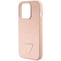 Etui Guess Croco Triangle Metal Logo na iPhone 15 Pro - różowe
