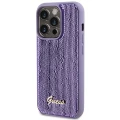 Etui Guess Sequin Script Metal na iPhone 15 Pro - fioletowe