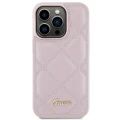 Etui Guess Quilted Metal Logo na iPhone 15 Pro - różowe