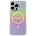 Etui Guess IML Iridescent MagSafe na iPhone 15 Pro - różowe