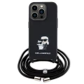 Etui Karl Lagerfeld Crossbody Saffiano Metal Pin Karl&Choupette na iPhone 15 Pro - czarne