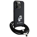 Etui Karl Lagerfeld Crossbody Saffiano Metal Pin Karl&Choupette na iPhone 15 Pro - czarne