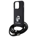 Etui Karl Lagerfeld Crossbody Saffiano Metal Pin Karl&Choupette na iPhone 15 Pro - czarne
