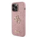Etui Guess Glitter Script Big 4G do iPhone 15 Pro - różowe