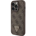 Etui Guess Leather 4G Triangle Strass do iPhone 15 Pro - brązowe